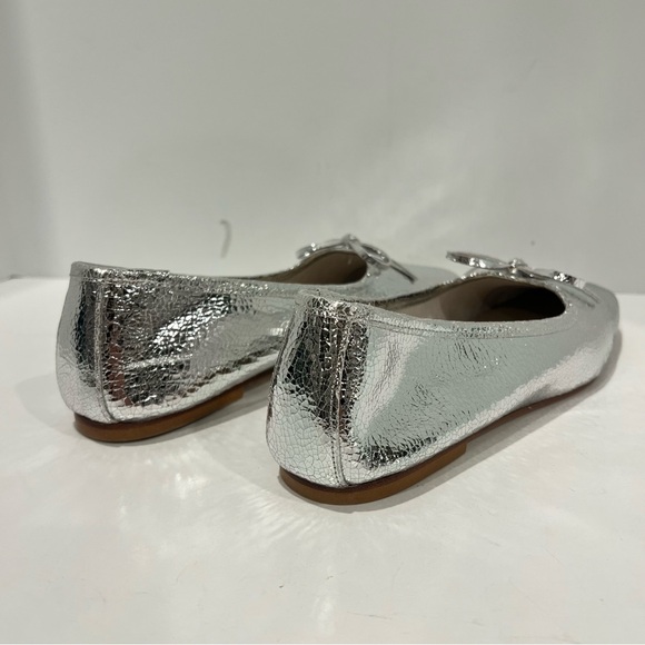 Freda Salvador Jada Square Toe metallic Silver Leather Shoes Ballet Flat Size 9 - Picture 13 of 16